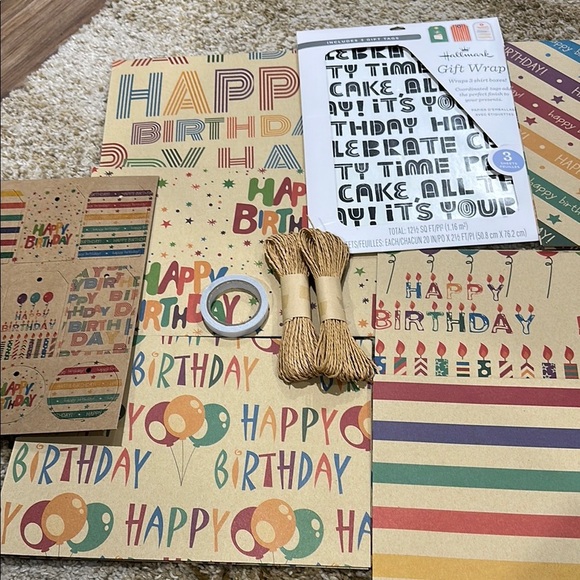 Hallmark & More Gift Wrap Set with Tags and Twine 9 sheets of Wrapping NWT - Picture 7 of 11